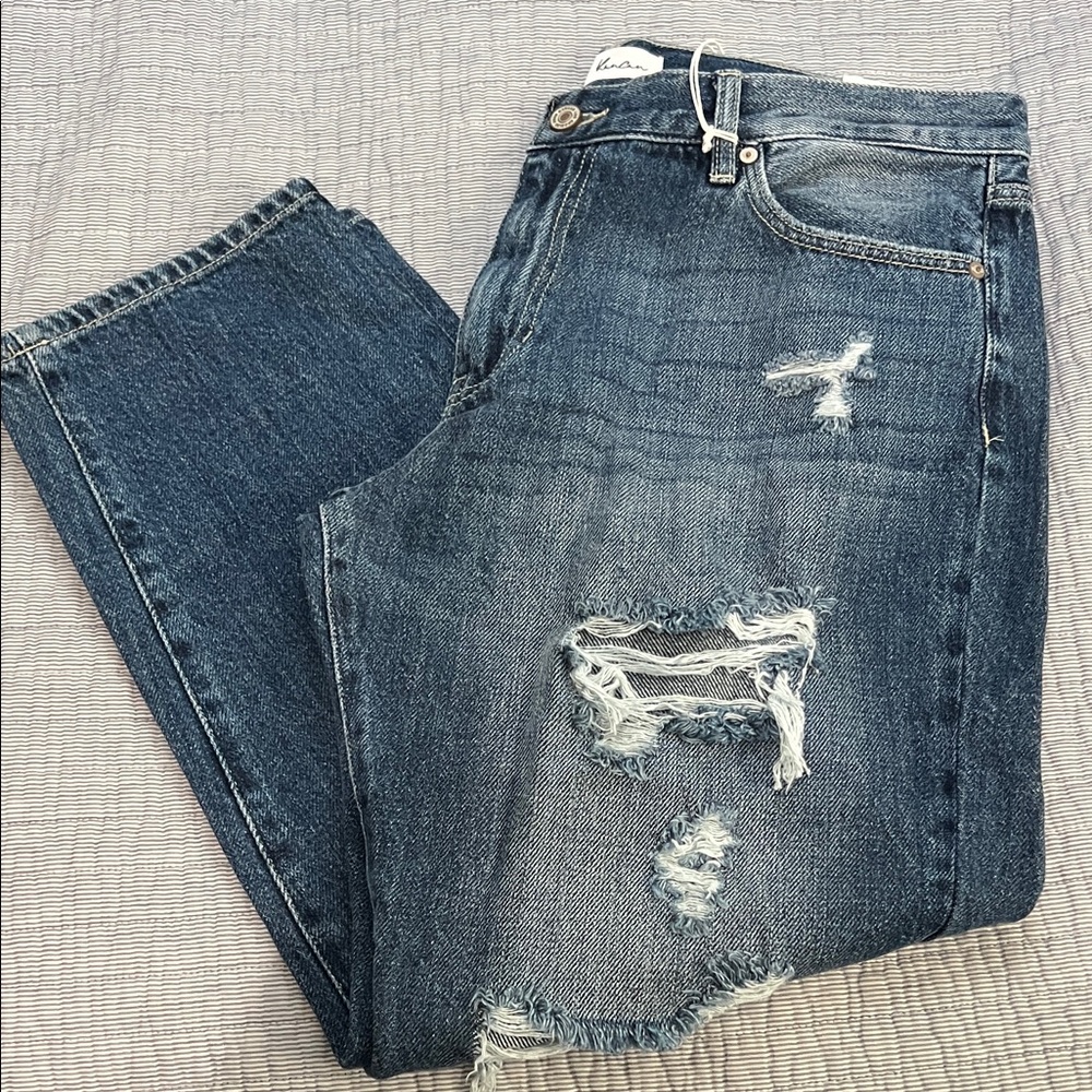 KanCan Jeans Women Size 32 Blue Distressed Boyfriend Jeans